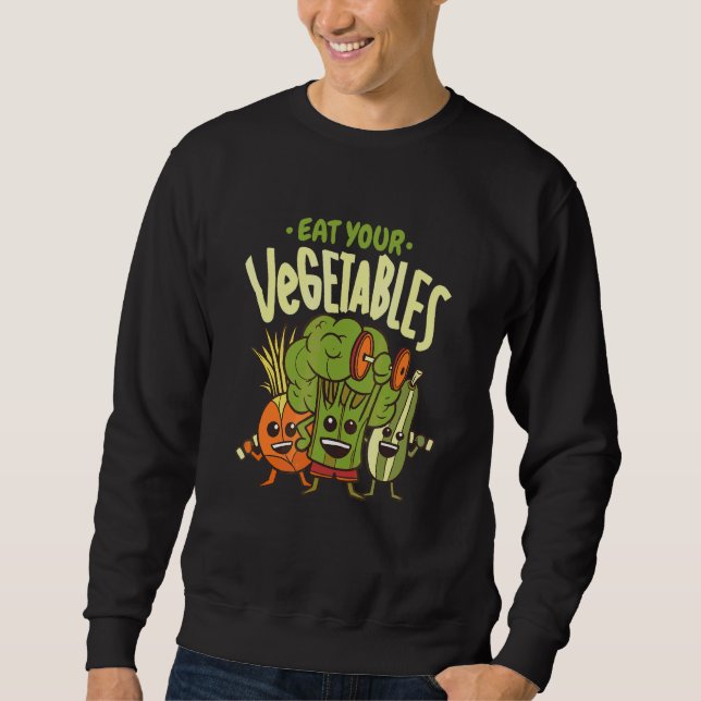 Ät dina grönsaker Vegan   Vegetarisk Grönsak   Lång Ärmad Tröja (Framsida)