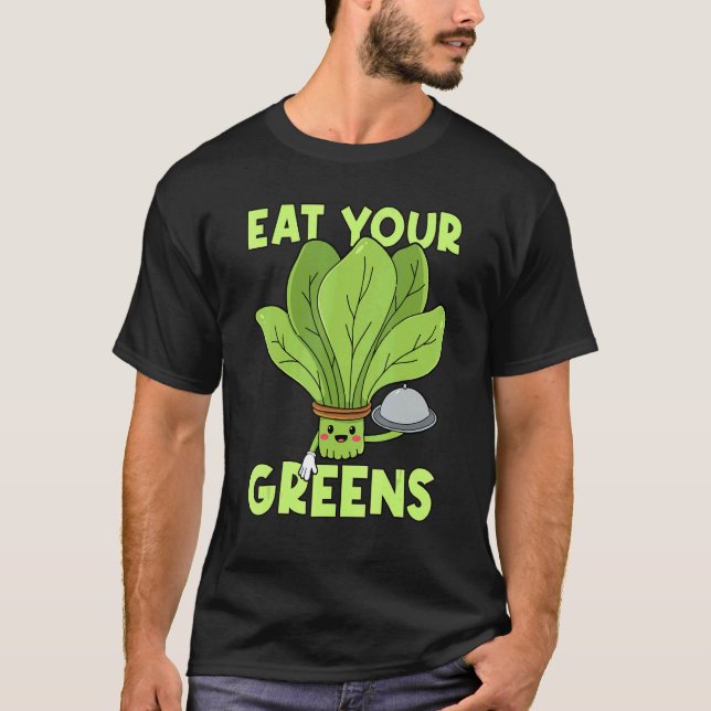 Ät dina Gröntar Kale Spinach T Shirt (Framsida)