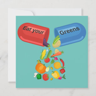 Ät dina Gröntar Veggie Pill Nutrition Healthy Food Inbjudningar