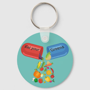 Ät dina Gröntar Veggie Pill Nutrition Healthy Food Nyckelring