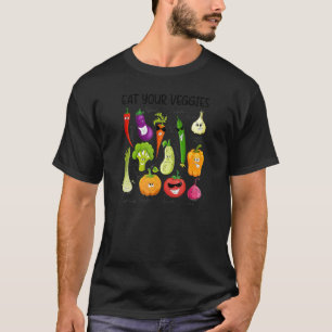 Ät dina Veggies Retro 90-tal Stil Vegetable Vegan T Shirt