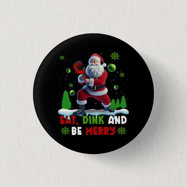 Ät Dink be Merry Jultomten Pickleball jul Knapp (Framsida)