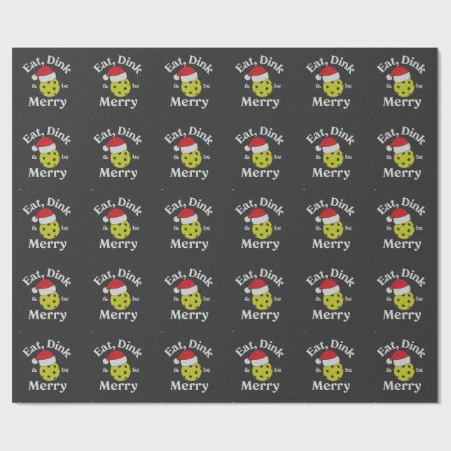Ät Dink och Var Glad Pickleball Jul  Presentpapper (Platt)