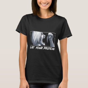 Ät Ditt Protein Anime Gym Manga Kroppsbyggande Trä T Shirt