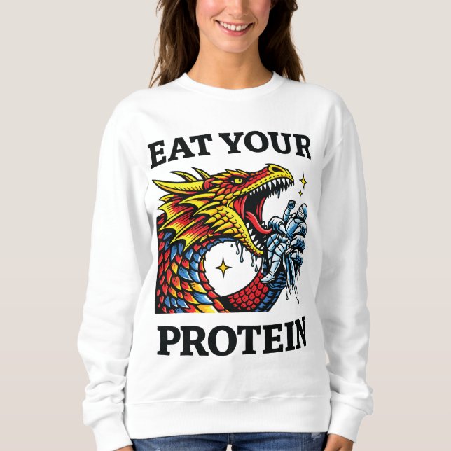 Ät Ditt Protein – Episk Drake Ätande Riddare T Shirt (Framsida)