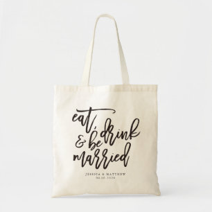 Ät, drick & gift calligraphy bröllop tygkasse