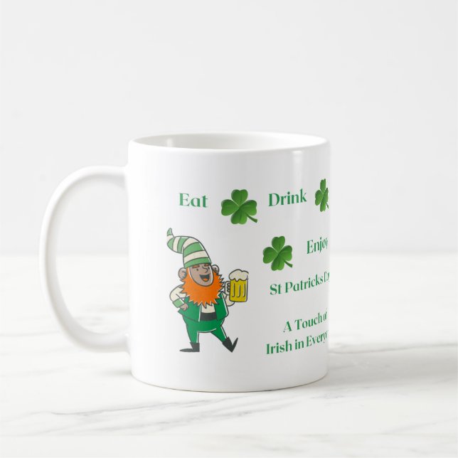 Ät drick Njoy St patricks day Kaffemugg (Vänster)