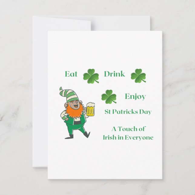 Ät, drick, njut med en Leprechaun och öl på  Julkort (Framsida)
