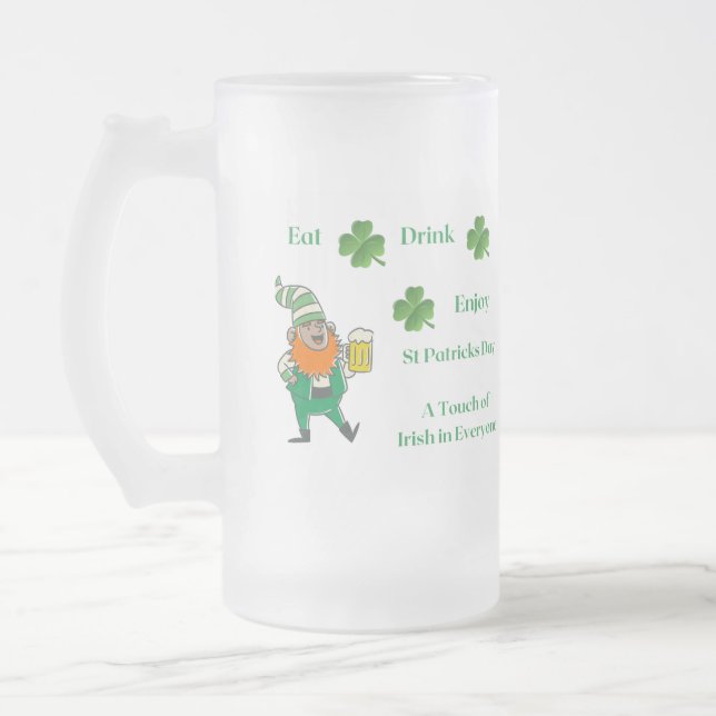 Ät, drick, njut med en leprechaun på en frostat ölglas (Vänster)