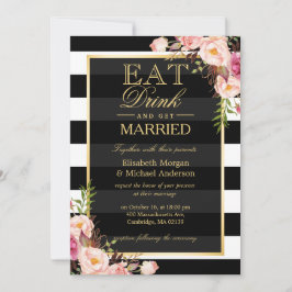 ÄT Drick och få en gyllene Blommigt Bröllop Inbjudningar