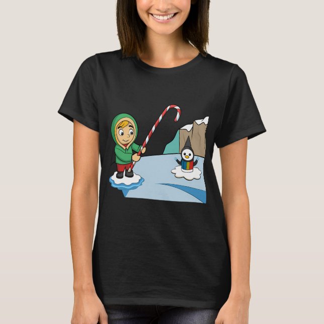 Ät Drick och Gå på Fiske T Shirt (Framsida)