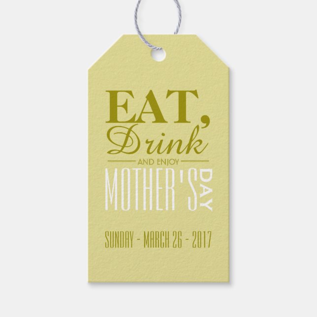 Ät, drick och njut av Mors dag Presentetikett (Framsidan)