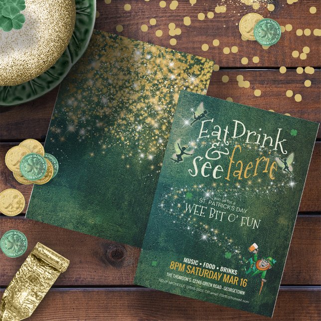 Ät, drick och se Älva-ID637 Inbjudningar (Front/Back In Situ)