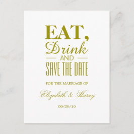 Ät, Drick och Spara Datum Guld Bröllop Meddelande Vykort
