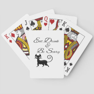 Ät Drick Och Var En Räddig Katt Rolig Söt Skräckin Casinokort