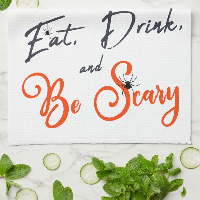 Ät, drick och var försiktig kökshandduk (Vikta)