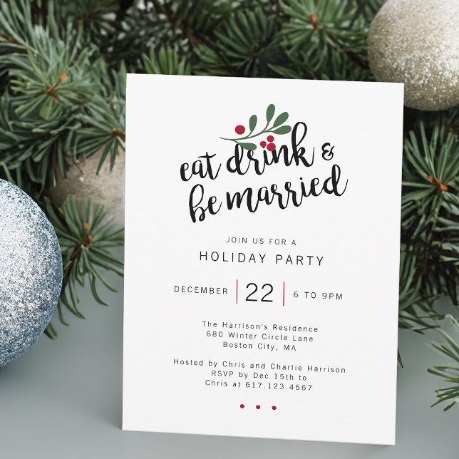 Ät Drick och Var Gift Holiday Party Inbjudningar (Eat Drink and Be Married Holiday Party Invitation)