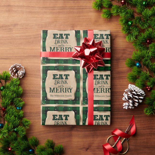 Ät, drick och var glad grön karottjul presentpapper (Julgåva)