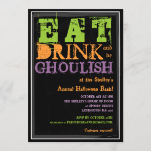 Ät, drick och var glad! Halloween fest Inbjudningar