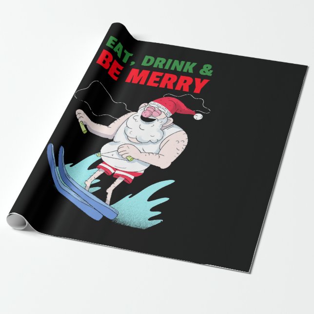 Ät, drick och var glad jul presentpapper (Utrullad)