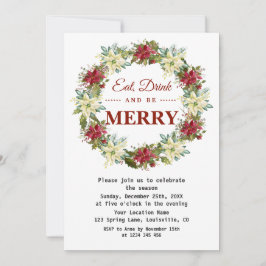 Ät Drick och var god Blommigt jul Party Inbjudningar