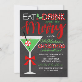 Ät, drick och var god, Chalkboard-jul Party Inbjudningar