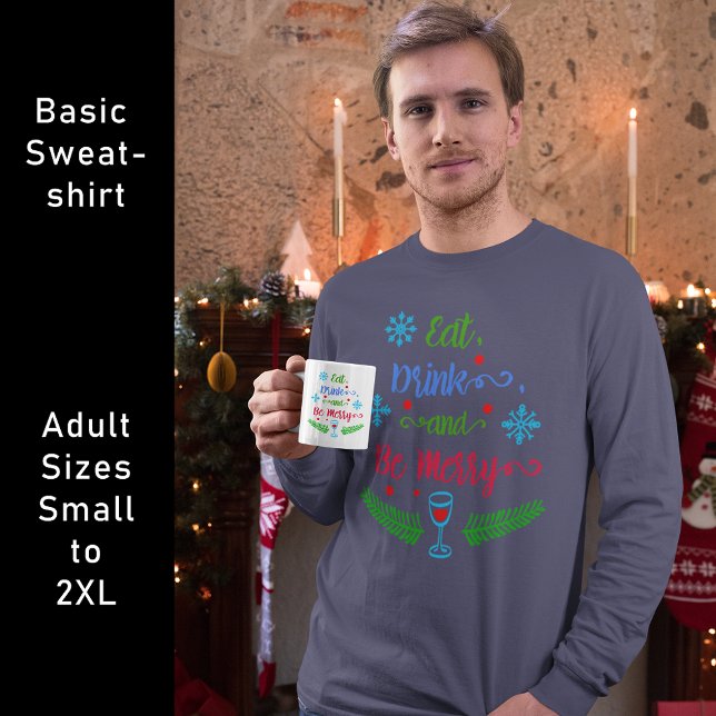 Ät, drick och var god, jultid, Helgdag, ZSSPG Lång Ärmad Tröja (Eat, Drink and Be Merry, Christmas Holiday, ZSSPG Sweatshirt)