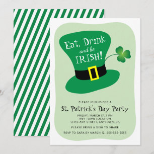 Ät, drick och var Irish St. Patrick's Day Party Inbjudningar