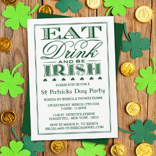 Ät, drick och var iriska St. Patrick-Day-inbjudan Inbjudningar