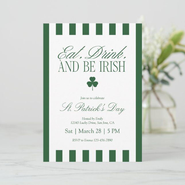 Ät, drick och var irländsk St. Patrick's Day  Inbjudningar (Stående Fram)