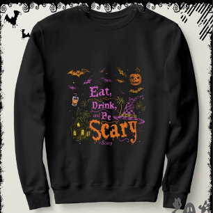 Ät, Drick och Var Läskig ExDesigner Halloween Lång Ärmad Tröja