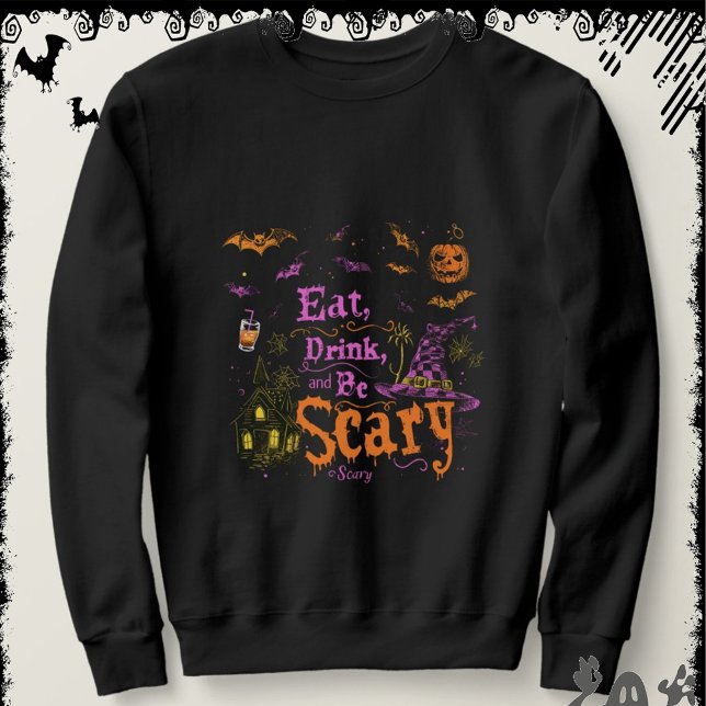 Ät, Drick och Var Läskig | ExDesigner | Halloween Lång Ärmad Tröja (Skapare uppladdad)
