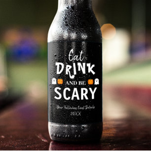 Ät, drick och var läskig Halloween Ölflaska Etikett