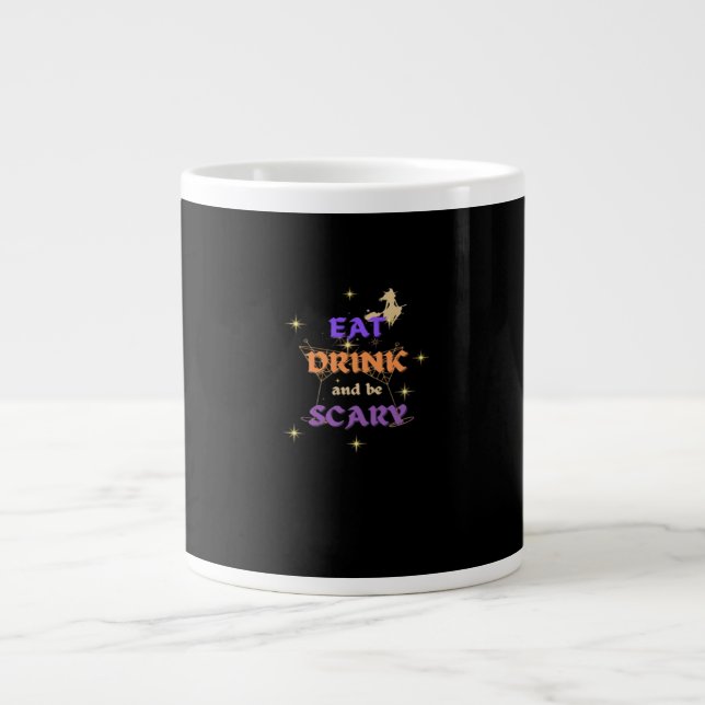 Ät, drick och var läskig Halloween rolig design Jumbo Mugg (Framsidan)