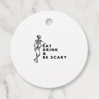 Ät, drick och var läskig Halloween-skelett vintage Gåvor Etiketter
