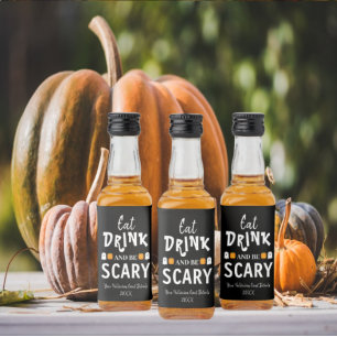 Ät, drick och var läskig Halloween Spritflaskor Etikett
