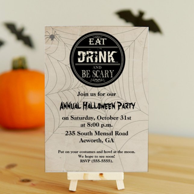 Ät Drick och Var Läskig Halloweenfest Inbjudan (Skapare uppladdad)