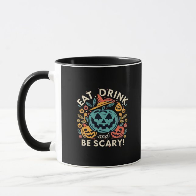 Ät, drick och var läskig Halloweenfest rolig trend Mugg (Vänster)