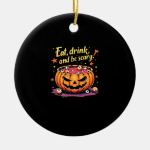 Ät, drick och var läskig Skräckfilmsnatt Halloween Julgransprydnad Keramik