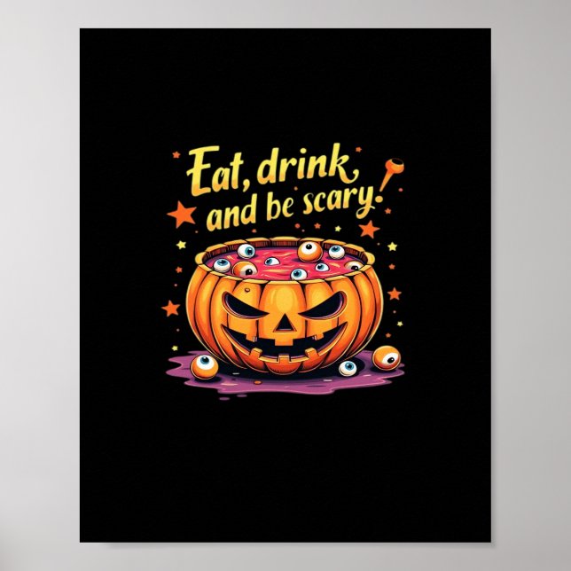Ät, drick och var läskig Skräckfilmsnatt Halloween Poster (Framsidan)