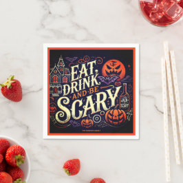 Ät, drick och var läskig svart Halloweenfest Pappersservett