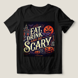 Ät, drick och var läskig svart Halloweenfest T Shirt