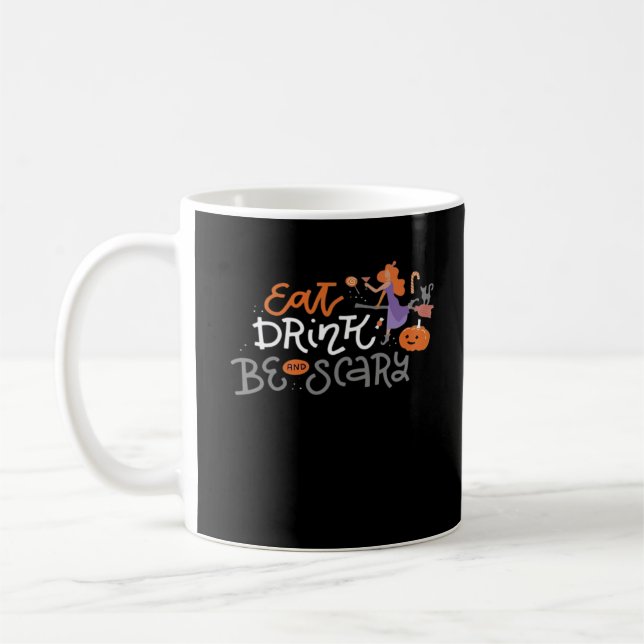 Ät, drick och var läskigt rolig Halloween Kaffemugg (Vänster)