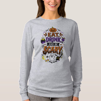 Ät, drick och var läskigt rolig halloweendesign t shirt