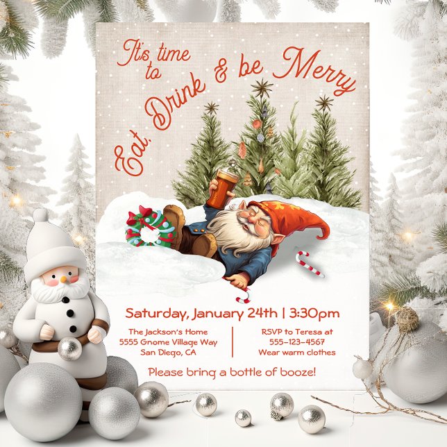 Ät Drick och var Merry Drunk Gnome God Party Inbjudningar (Skapare uppladdad)