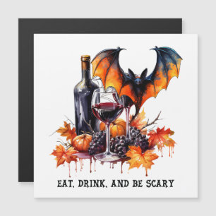 Ät Drick Och Var Räd Fall Halloween Fladdermus Och Magnetisk Inbjudningskort