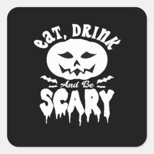 Ät Drick Och Var Rädder Halloween Retro Klassiker Fyrkantigt Klistermärke