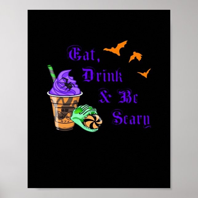 Ät Drick Och Var Rädslestörande Halloween Minimal  Poster (Framsidan)