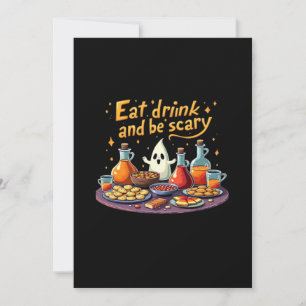 Ät Drick Och Var Rädslig Halloween Kuslig Rolig Fö Julkort