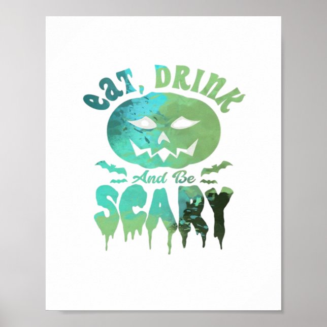 Ät Drick Och Var Rädslig Halloween-ljus Poster (Framsidan)
